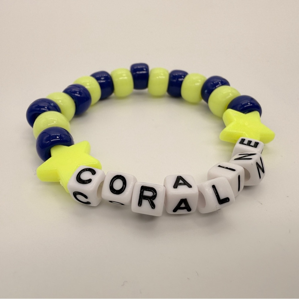 Coraline Handmade Purple and Yellow Bead with Star Accent Bracelet NWOT